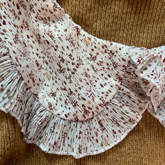 Women's Knit Peter Pan Collar Sweater Mustard Brown Wool Blend Size S - Picture 5 of 8